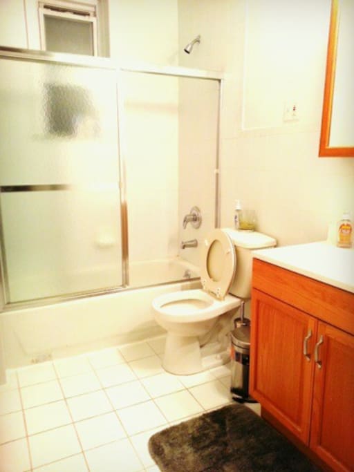 They are two bathrooms on each floor to share.
