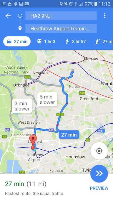 heathrow to property by car