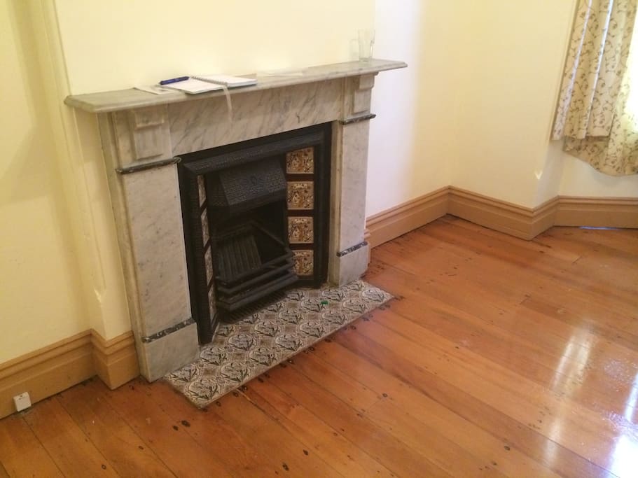 The old fireplace in the room