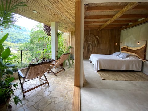 A Sumecha eco-cabin on the river bank, Jalcomulco