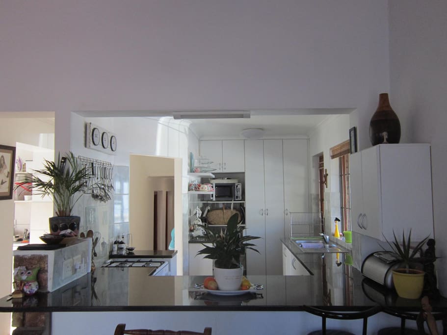 View of kitchen from dining room