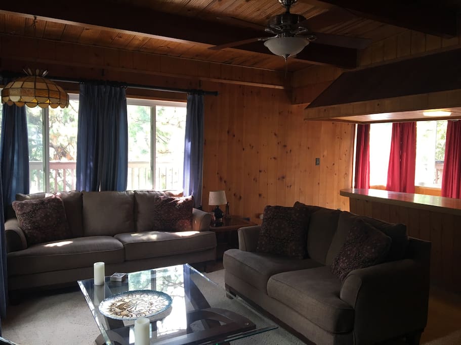 Comfortable couches at your cabin retreat.