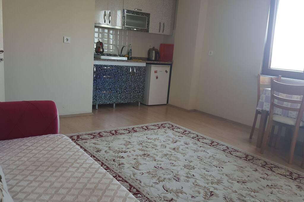 living room with kitchen.