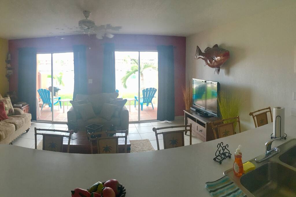 Open family and Kitchen facing Marina