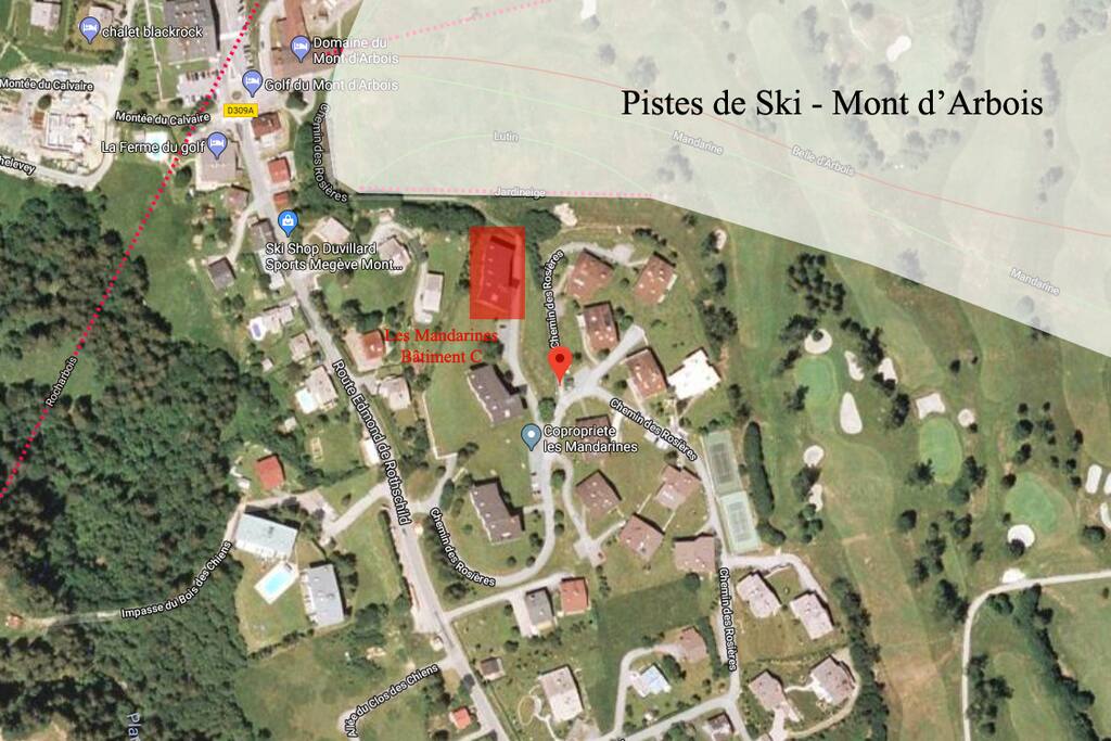 Bâtiment C situé à 30 mètres des Pistes de Ski du Mont d'Arbois