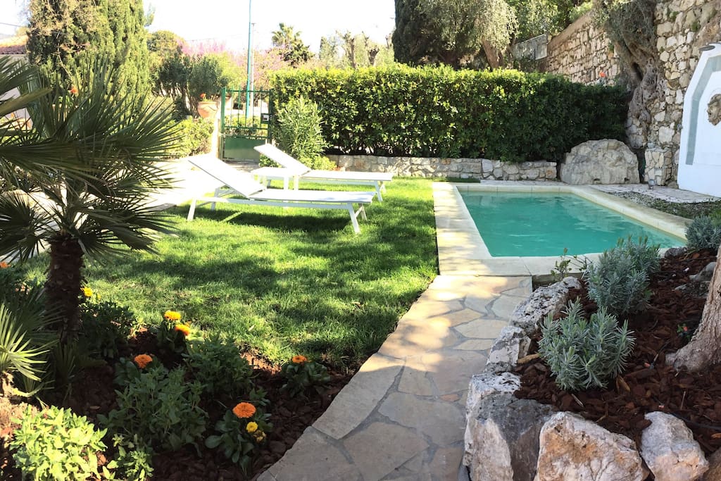 Enjoy our private garden and pool sunbathing or reading under the century old olive trees.