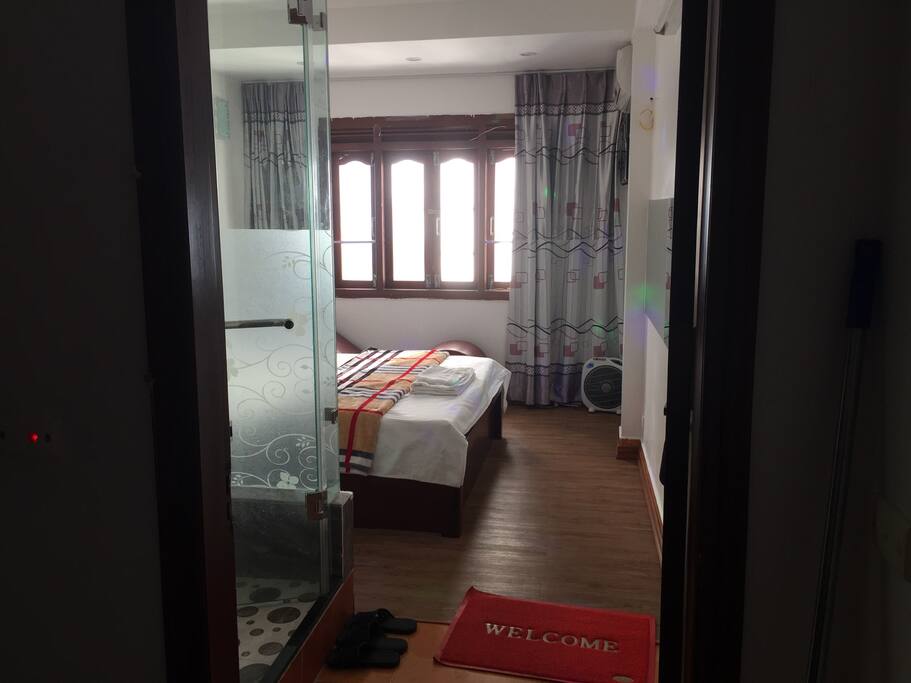 This is our small room same price like big room, we have 1 beg for 2 people and 1 bathroom, windown like u can see out, but dont have many view.