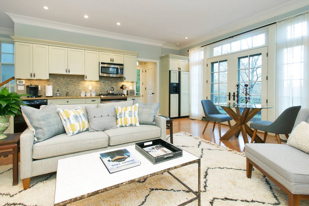 French Doors Open To Private Blue Stone Terrace