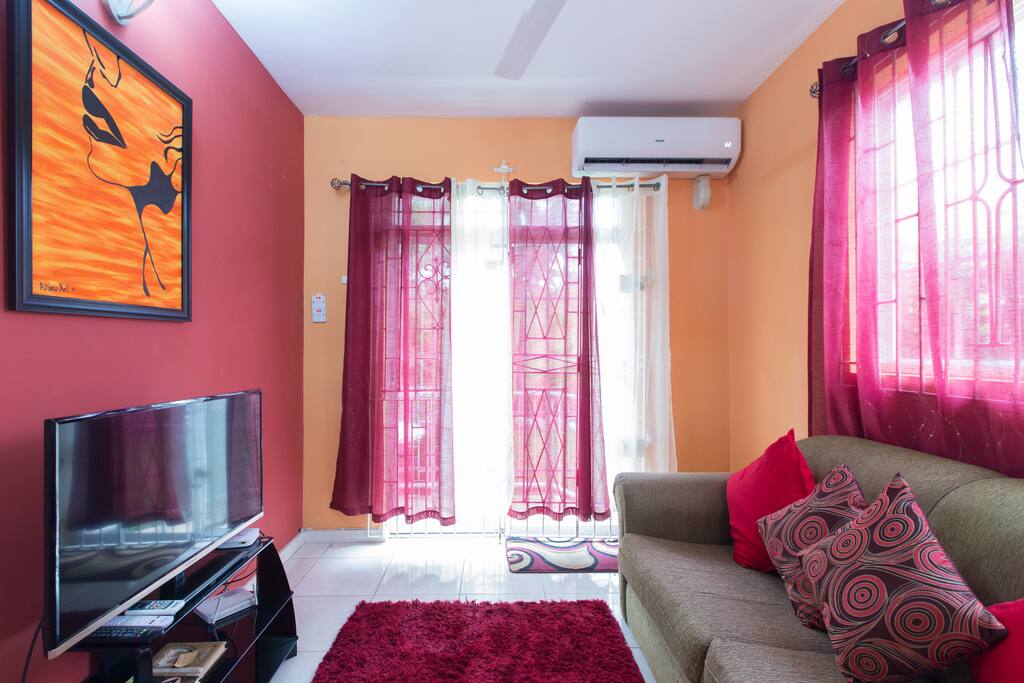 Relax in the sofa and sink your feet into the plush rug.