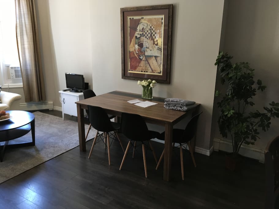 New dining table that makes a great work surface.
