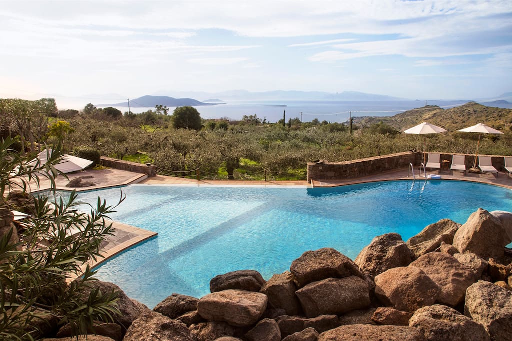 Pool area and view to Peloponnese