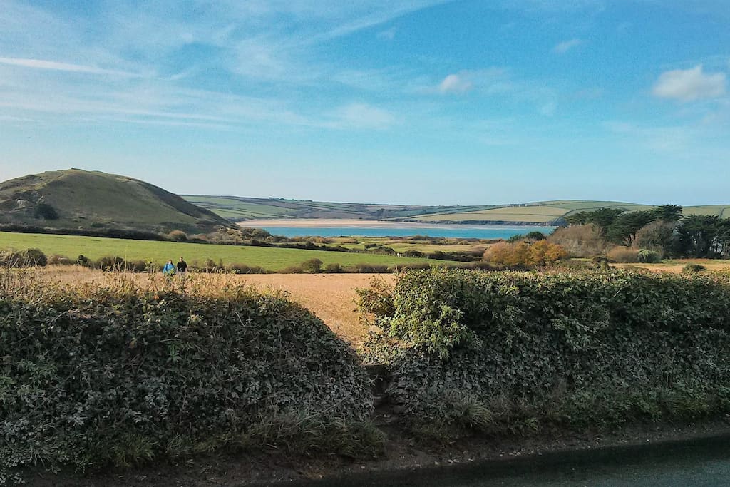 This is the view of Daymer Bay from the end of the lane.