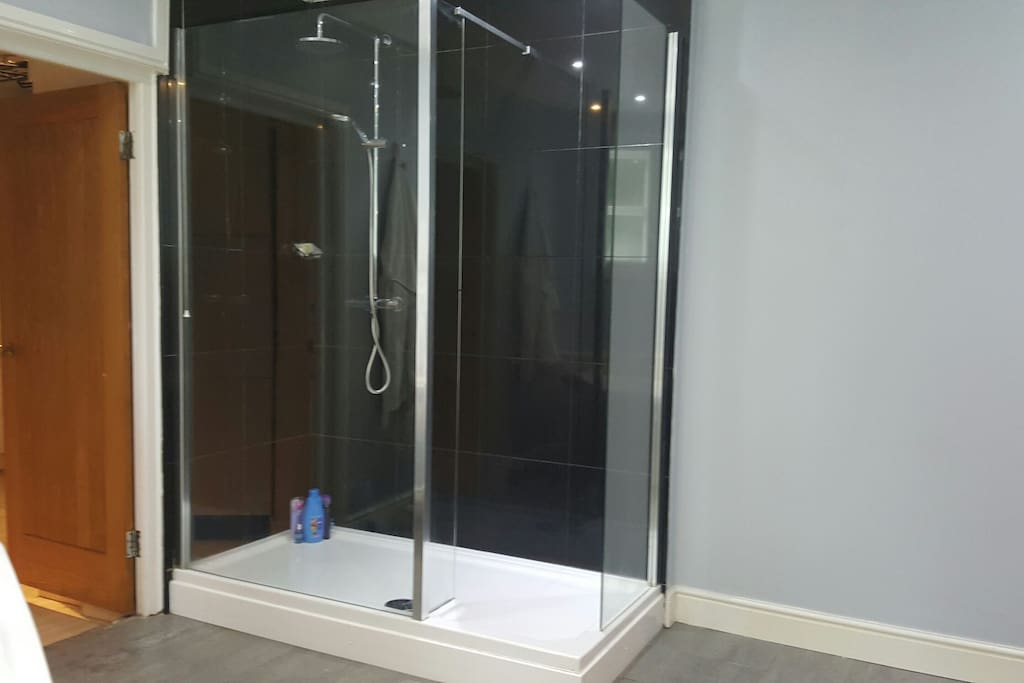 fabulously large shower in bathroom