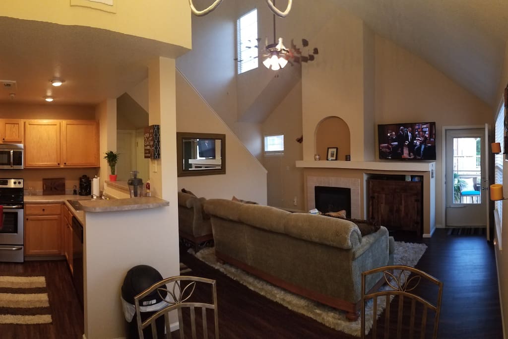 Living Room and Kitchen, lots of natural lighting!
