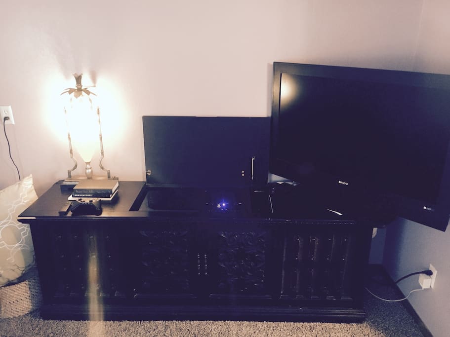 Record player. Including an aux input jack for your own tunes.