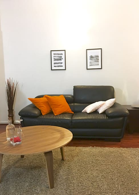 Leather Couch & Eames Coffee table