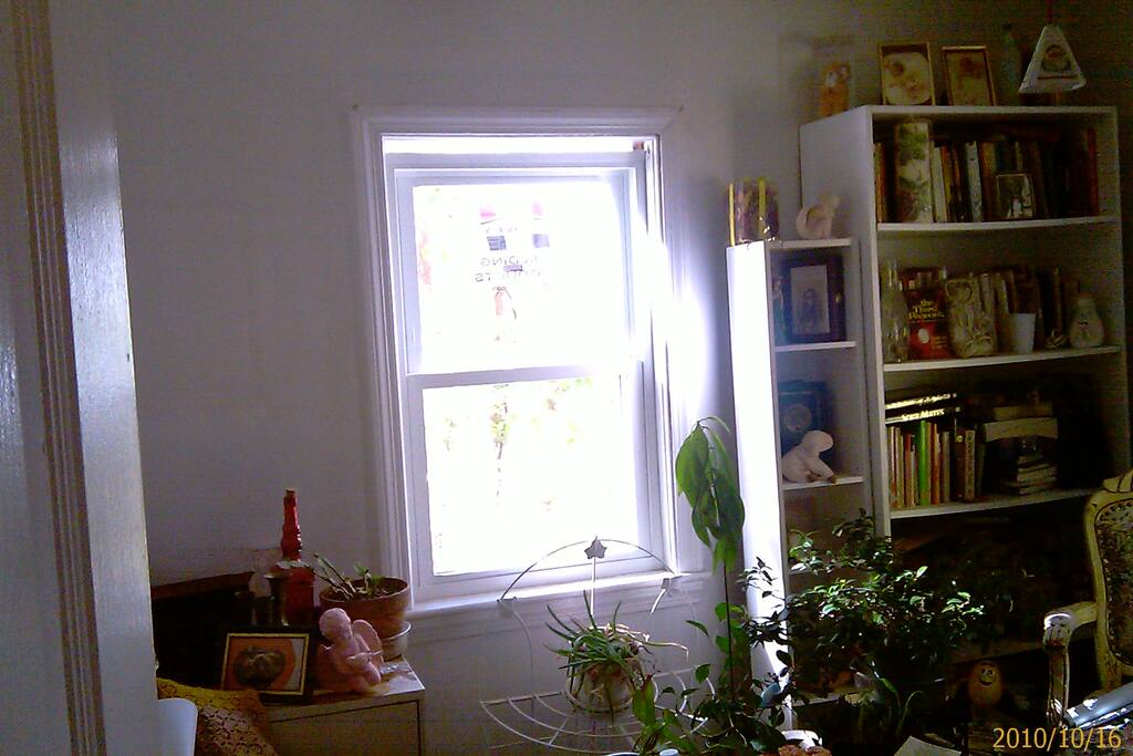 One of the bright windows in the room