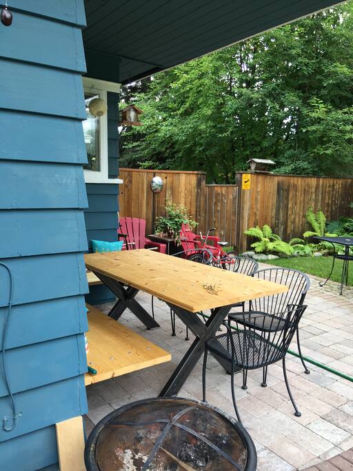 Covered seating just outside your door.