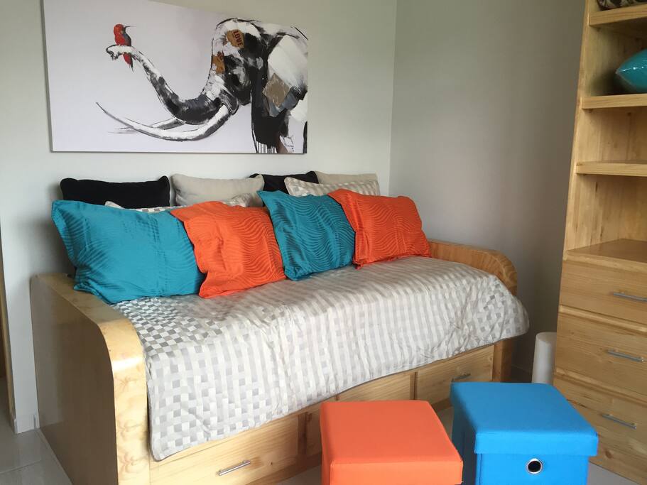 Sofa & bed with storage under the bed & in the cubes