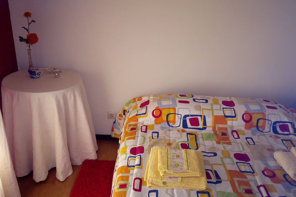 Double bed (+ floor mattress for one)