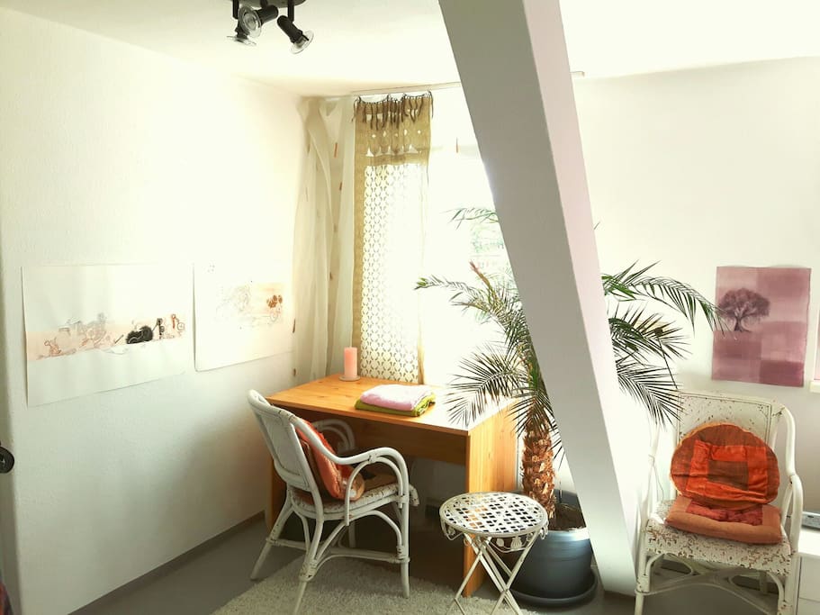 your room upstairs / desk