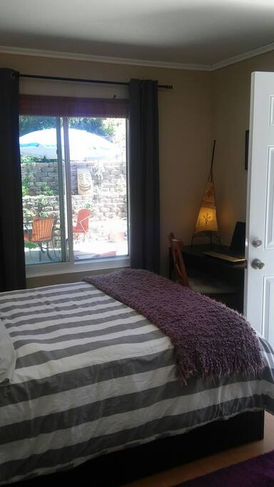 View through window into garden