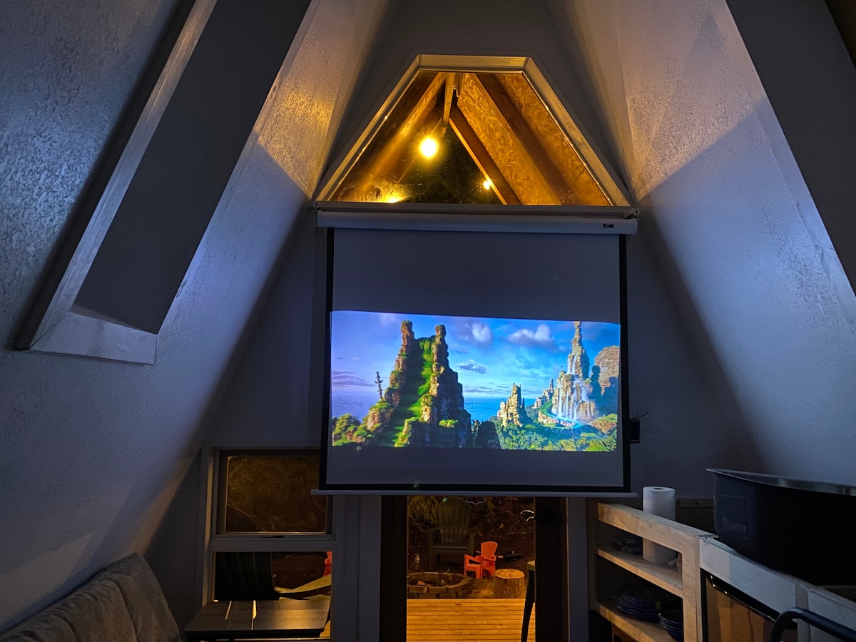 NO TV, but we will have a Roku projector with Netflix guest log in or you can log into your own other streaming accounts. 