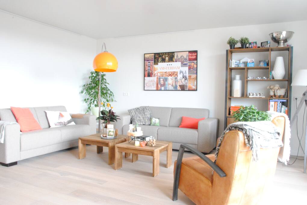Comfortable living room with cosy lights.