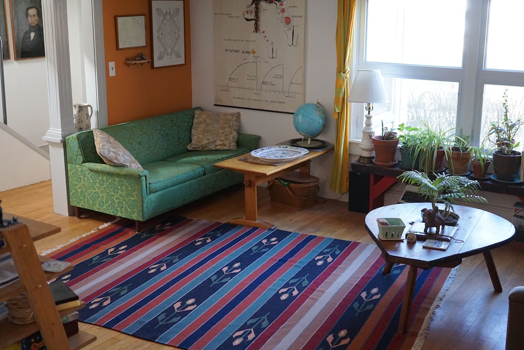 One of the couches in our living room is a comfortable pull-out, which can be used for sleeping larger groups of visitors.