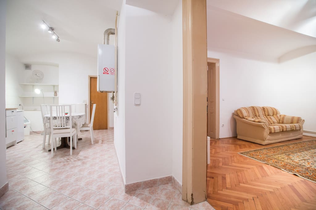 Kitchen and view to second bedroom