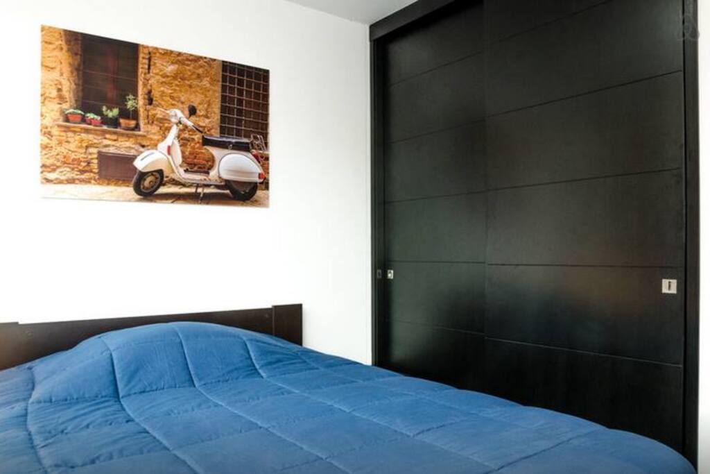Spacious wardrobe in the room