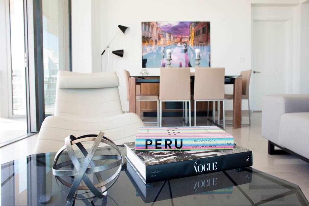 living area and dining area