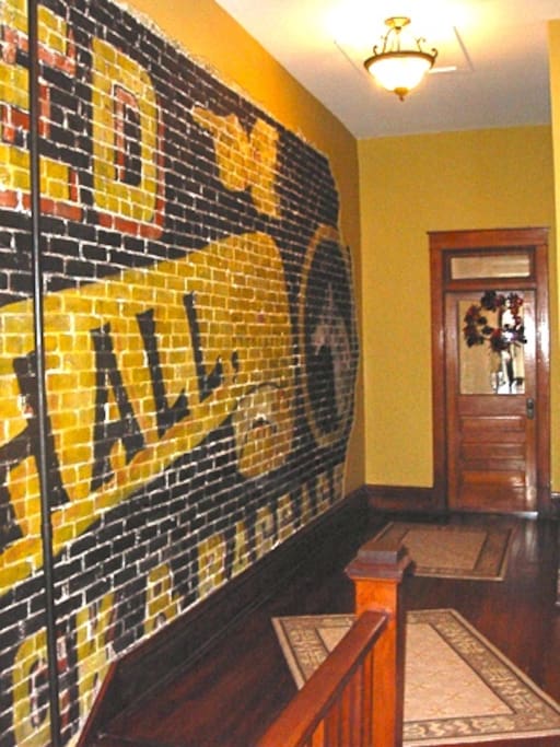 Historic mural on landing
