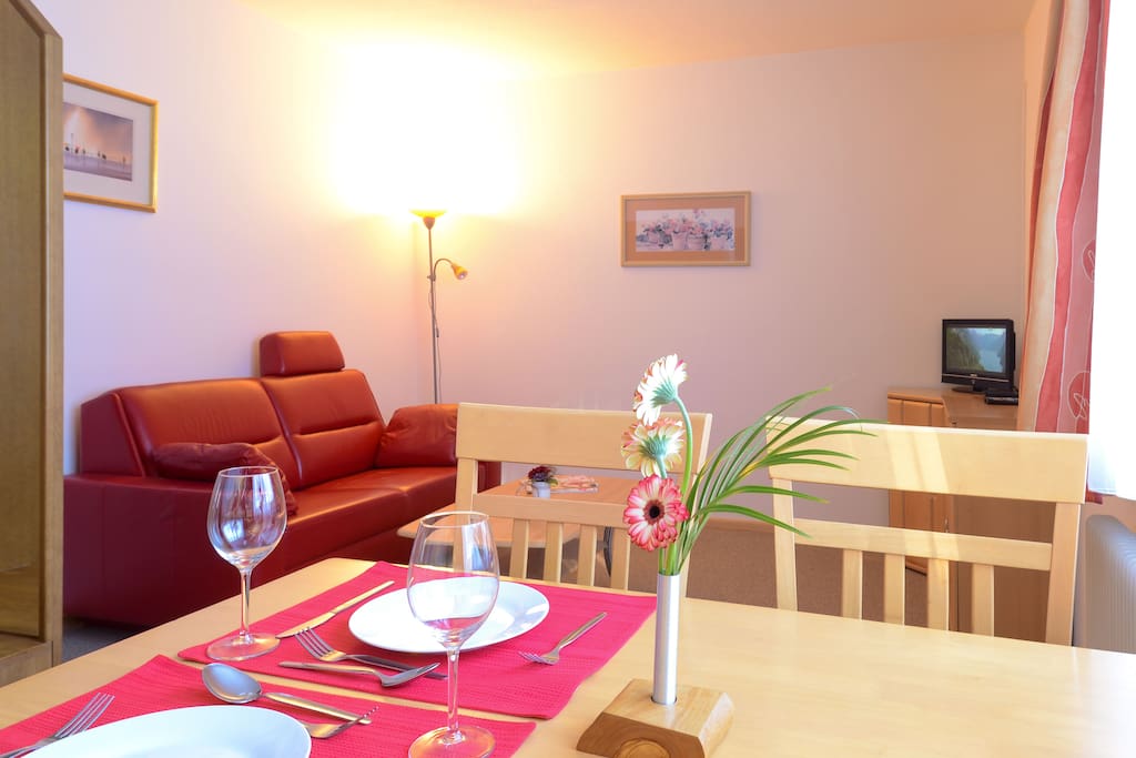 Comfy lounge with Sat-TV and DVD player. We even have a selection of films on DVD for your to enjoy