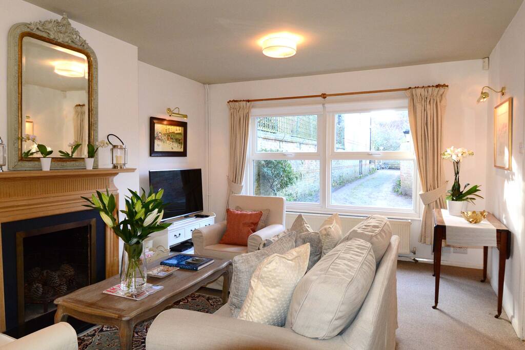 Comfortable living room showing secluded location and wide screen TV