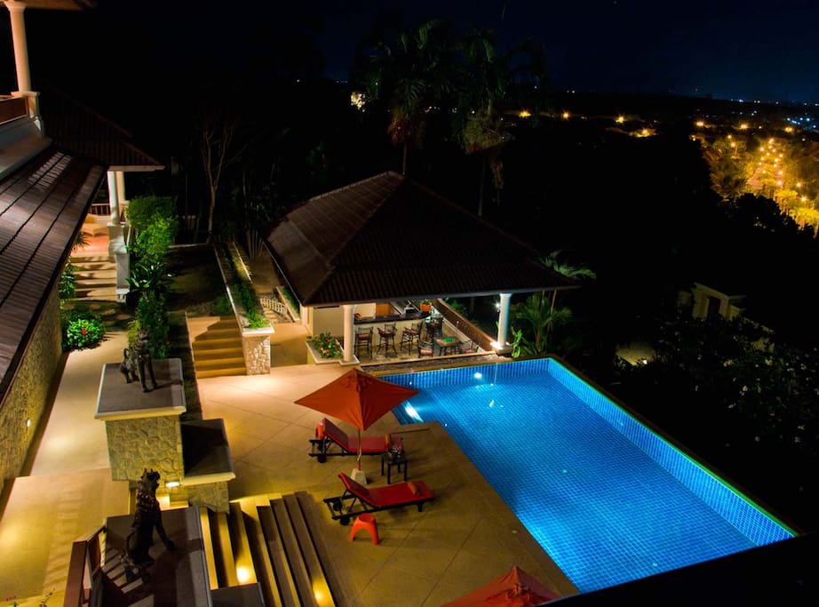 View from top terrace over the pool