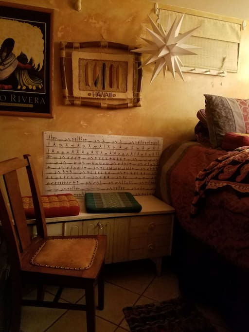 The basement room, small but comfy and quiet, near the steam room and separate entrance with two small refrigerators nearby