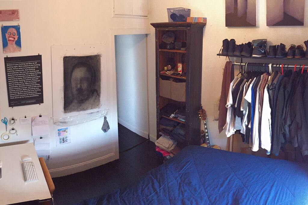 Bedroom panorama (clothes will be packed!)