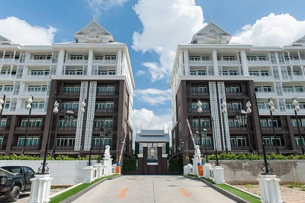 The entrance of the building