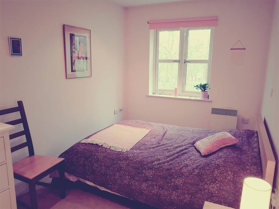 Relaxing sleep and chillout space with park view..