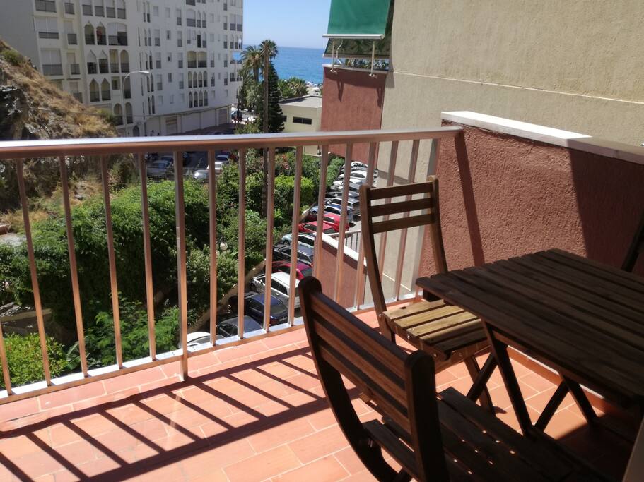 new table and chairs on the balcony