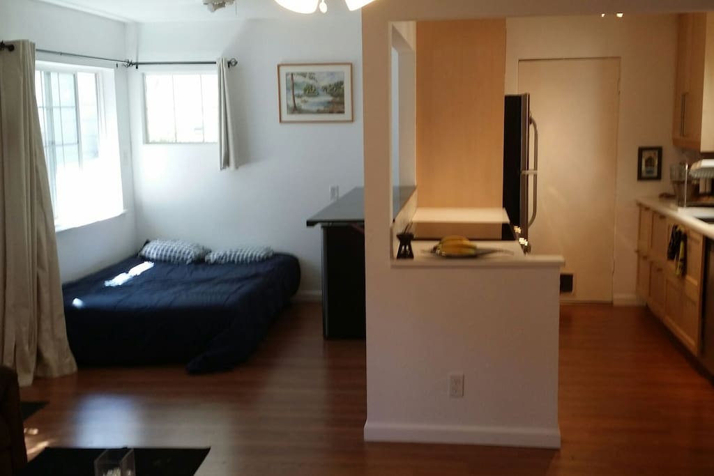 futon and kitchen access