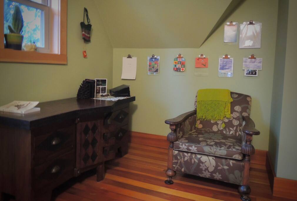 Sitting area is part of the bedroom.