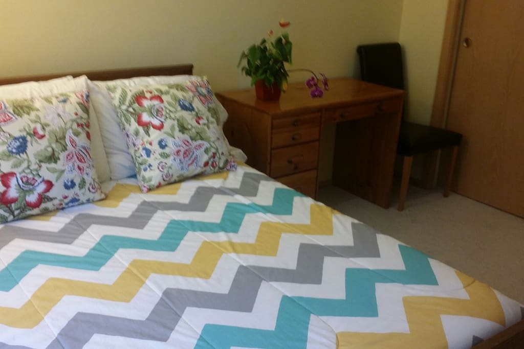 Full bed desk chair and closet