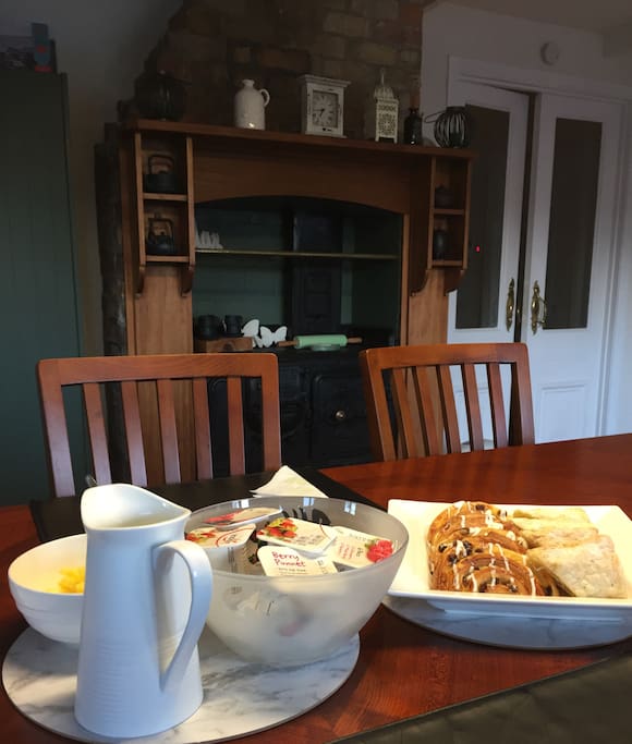 Continental breakfast is served in our spacious dining room