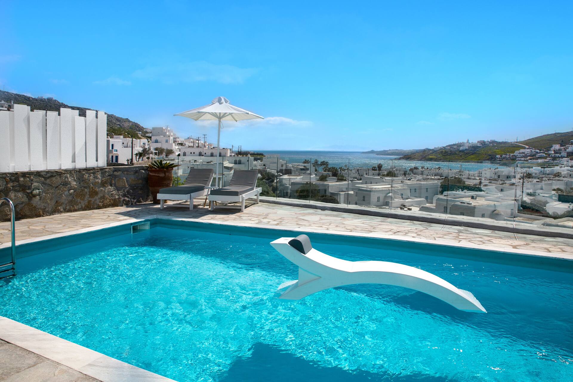 Sea View in Ornos Beach Close To Town w Jacuzzi