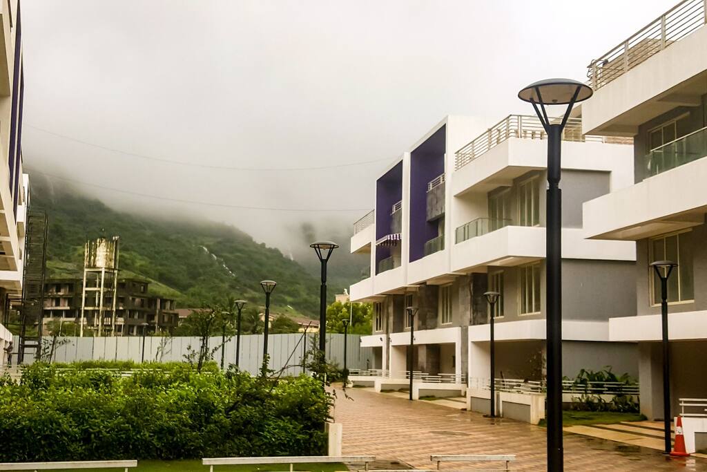 Clouds covering the hills nearby