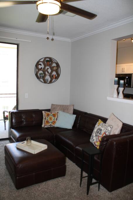 Large leather sectional.