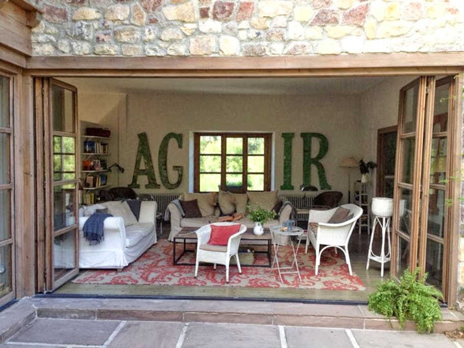 The living room with its beautiful veranda