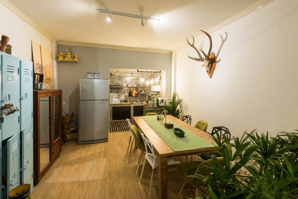 Common area on 1st fl: Dining area with Fridge, Coffee machine and Personal locker